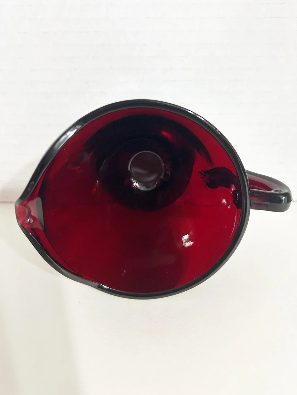 Vintage Anchor Hocking Royal Ruby Red Glass Foot Creamer Pitcher Starburst Base